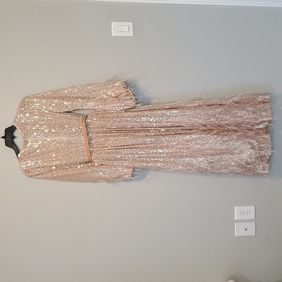 ANTONIO MELANI xNicola Bathie Nicola Sequin Belted Feathered A-Line 0 dress - Picture 9 of 16
